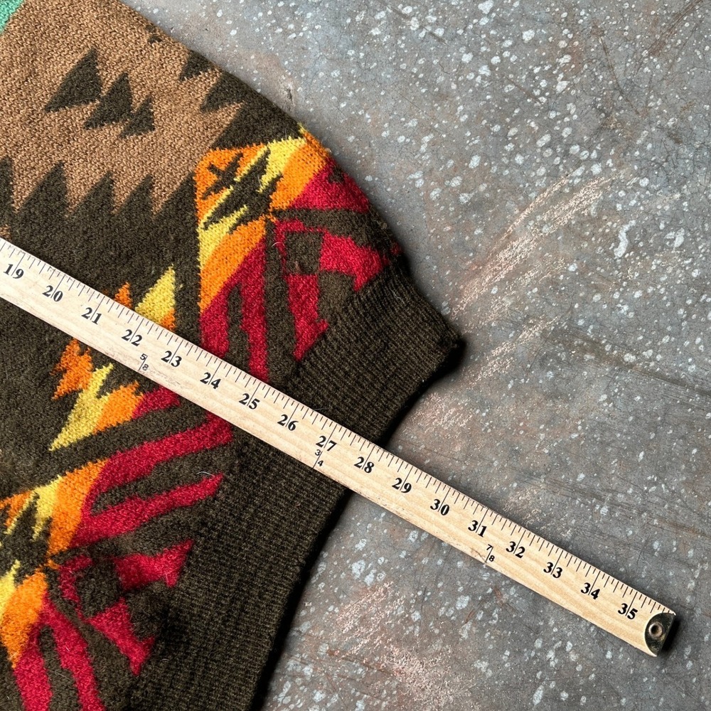 United Colors of Benetton Vintage Shetland Wool Aztec Sweater Mens XL - Picture 8 of 9